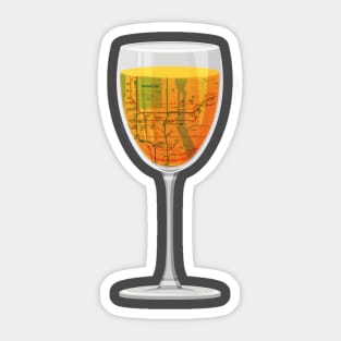 Orange Wine Glass Map NYC Sticker